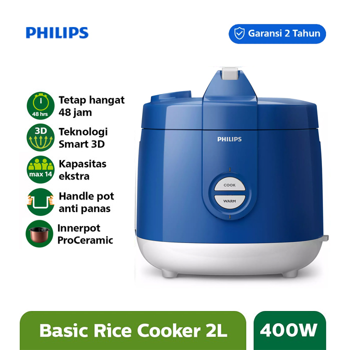 PHILIPS Rice Cooker 2 L - HD3131/31 Biru